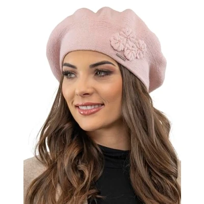 Image of Vivisence Elegant Women&#039;s Winter Hat with Soft Fleece Lining and Pompom for Ultimate Warmth Made from Warm Fabric Stylish Perfect Cold Autumn Weather, Light Pink,UNI