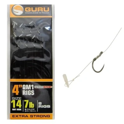 Image of Guru QM1 4&quot; Speed Stop Hair Rigs Barbless (Size 14 7lb)