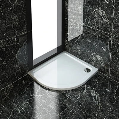 Image of ELEGANT 900 x 800 40 mm Quadrant Stone Tray LEFT for Shower Enclosure Cubicle + Waste Trap
