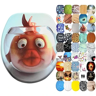 Image of Sanilo Soft Close Toilet Seat, Wide Choice of New Seats, Stable Hinges, Easy to Mount (Goldfish)