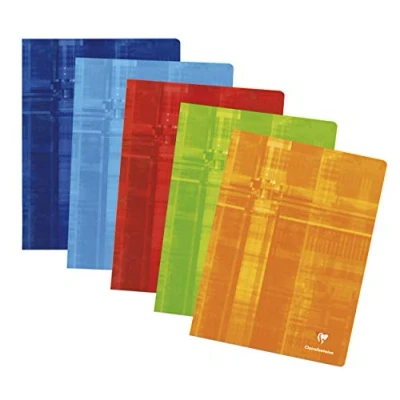 Image of Clairefontaine Ref 63362C Staple bound Notebook (48 Sheets) A4+ Size, Squared Rulings, 90gsm Brushed Vellum Paper, Laminated Cardboard Cover Assorted Colours (Pack of 10)
