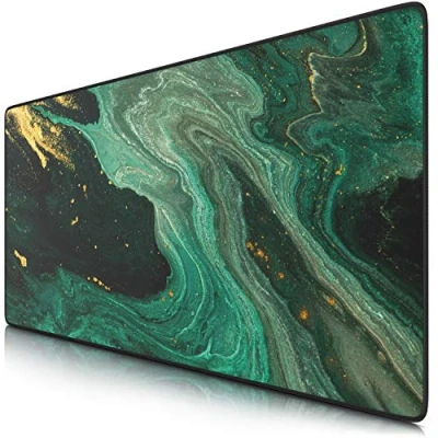 Image of TITANWOLF XXL Speed Gaming Mouse Pad Mat Extra Large 900 x 400 3mm Water Resistant Mousepad with Non Slip Rubber Base Smooth Cloth Surface GREEN AND GOLD