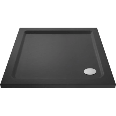 Image of Nuie TR71003 Modern Bathroom Square Slimline Pearlstone Shower Tray, 760mm x 760mm, Slate Grey