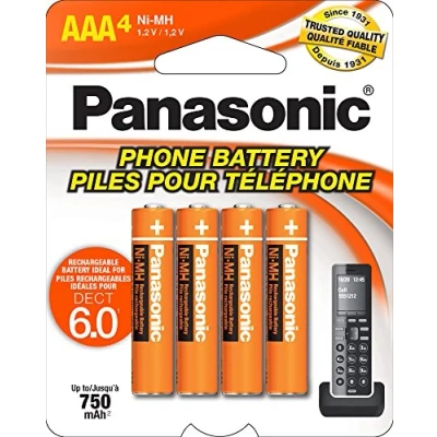 Image of Panasonic Genuine HHR 4DPA/4B AAA NiMH Rechargeable Batteries for DECT Cordless Phones, 4 Pack
