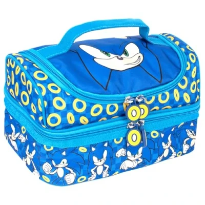 Image of SONIC THE HEDGEHOG Multi Compartment Lunch Bag for Kids School Thermal Insulated Double Decker Food Carier Boys