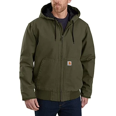 Image of Carhartt Men&#039;s Active Jacket J130 Work Utility Outerwear, Moss, Medium