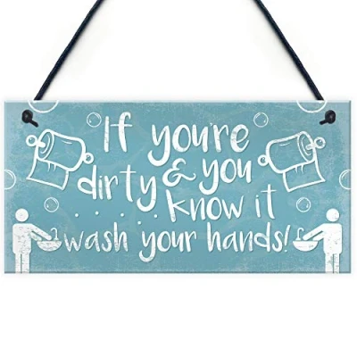 Image of RED OCEAN Nautical Wash Your Hands Quirky Bathroom Signs Funny Toilet Door Loo Wall Plaque Gift