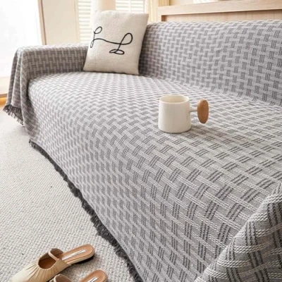 Image of HLTQL Sofa Throw Cover Cotton、Couch Blanket Throw、Sofa Blankets Throws Large、Throw Cover、Sofa over Covers 3 Seater、Cotton Throw(#2,180x260cm)