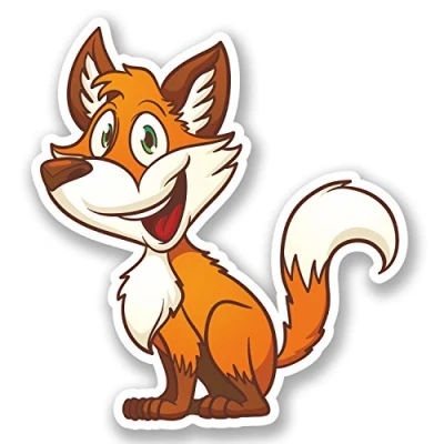 Image of 2 x Happy Fox Vinyl Sticker Bike Laptop Helmet Kids Skateboard Derby Funny #4533 (9.2cm Wide 10cm Tall)