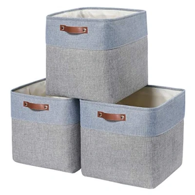 Image of Mangata 25283033cm Fabric Storage Boxes Cubes, 3 Pack(33x33x33cm, Grey Blue)