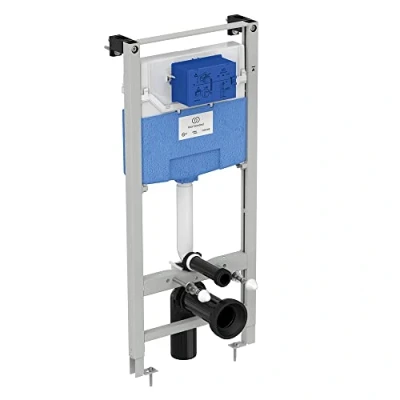 Image of Ideal Standard ProSys Mechanical Wall Hung Toilet Frame and Cistern, 1150mm Height, 120mm Depth, Front Flush Operation, R015367, Blue/Grey/White