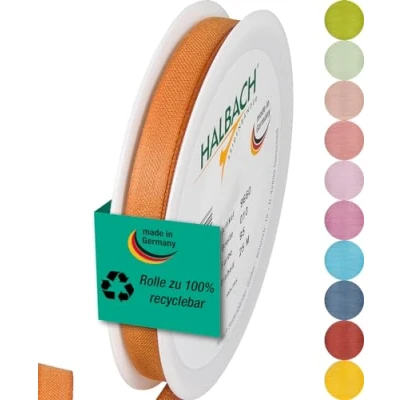 Image of Halbach Seidenbänder Gift Ribbon Width 10 mm Length 25 m Made in Germany Ribbons a Variety of Colours and Widths Perfect for Packaging Decorating, Colour: Cognac