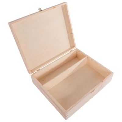Image of Large Wooden Box with 2 Compartments 36 x 30 10.8 cm Bottle Case Multipurpose Accessories Woodworking Storage Organiser Art Supply Display Gift Christmas Eve Chest