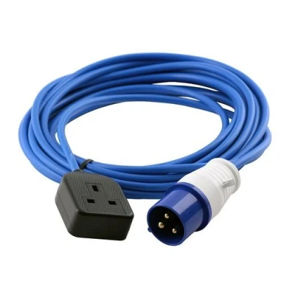 Image of Zexum 16A 230V Blue Male to 1 Gang Socket Hook Up Extension Cable Lead 1m