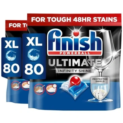 Image of 2 x 80 Finish Powerball Quantum Infinity Shine Dishwasher Tablets Total 160 Bulk