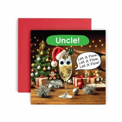 Image of Huxters Christmas Cards for Men Let it Flow Uncle Card him Funny Holiday Fun Happy 14.8cm (Uncle)