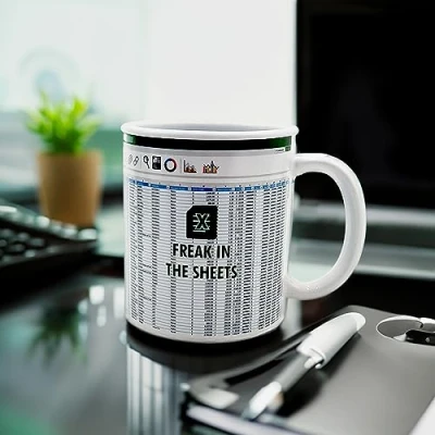 Image of Mad Monkey Freak in The Sheets Excel Coffee Mug for Spreadsheet Fans White/Green