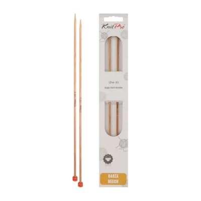 Image of KnitPro Basix Birch: Knitting Pins: Single Ended: 40cm x 3.25mm, Birchwood, Multi Colour, 3.25mm