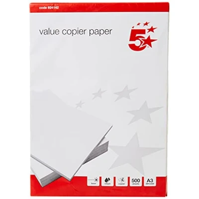 Image of 5 Star Value Copier Paper Multifunctional FSC Ream Wrapped A3 White [500 Sheets]