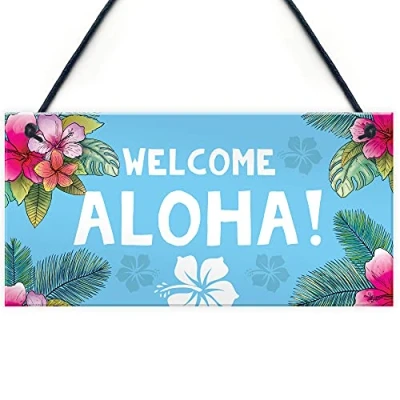 Image of RED OCEAN Home Cocktail Bar Welcome Sign For Your Garden Tiki Decor Hanging Signs