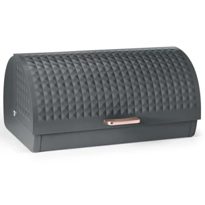Image of EHC Bread Bins for Kitchen, Box with lid, Kitchen Storage Bin, Container, Grey, VENTILATED Back to keep Contents Fresher longer