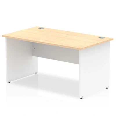 Image of Impulse Panel End 1400 Rectangle Desk Maple Top White TT000110