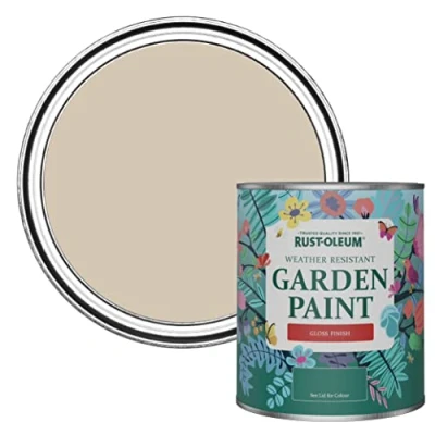 Image of Rust Oleum Beige Mould Resistant Garden Paint In Gloss Finish Butterscotch 750ml Fence Paint, Shed