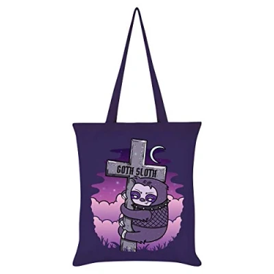 Image of Grindstore Goth Sloth Tote Bag Purple 38 x 42cm