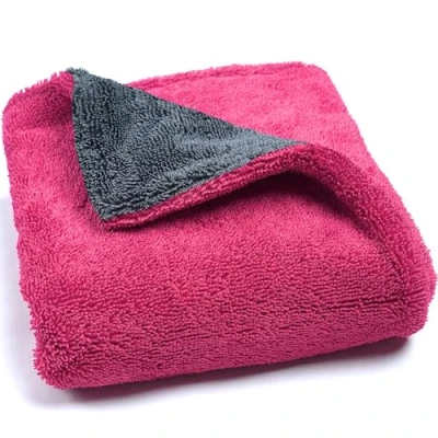 Image of Towelogy Car Drying Towel Microfibre Twisted Loop 1200GSM Super Absorbent Edgeless Cloth 60x40cm (Pink)