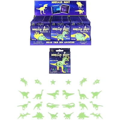 Image of 2 X HENBRANDT 24x Glow In Dark Wall Stickers Jurassic Dino Dinosaurs Boys Kids Bedroom Ceiling Art