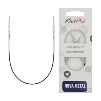 Image of KnitPro KP10974 Nova Metal: Knitting Pins: Circular: Fixed: 25cm x 2.75mm, Electroplated hollow brass, Silver