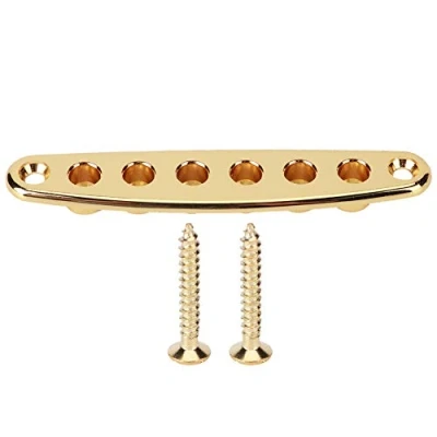 Image of Keenso String Ferrule Plate, Zinc Alloy Guitar Through Plate Mounting ferrules for Electric Bass Guitar(Gold) Accessories