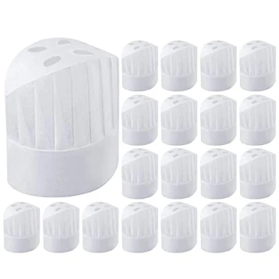 Image of Heqishun 20 Pack Disposable Chef Hat Adjustable Cooking Set 9 inch for Kitchen, Home, Restaurant, Catering, Party