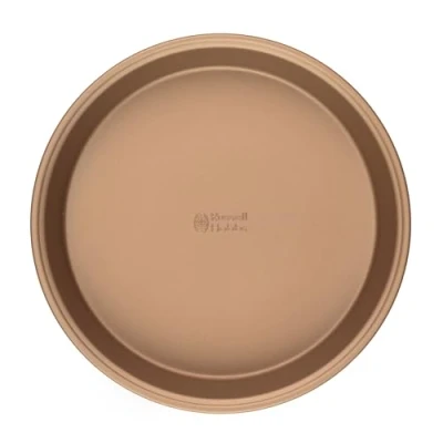 Image of Russell Hobbs RH02146GEU7 Non Stick Cake Tin Round Baking Tray for Cakes, Pie/Tart Dish, Carbon Steel Oven Pan, Easy Clean, Strong, Durable, Safe to 220 Degrees, Opulence Collection, Gold, 24cm