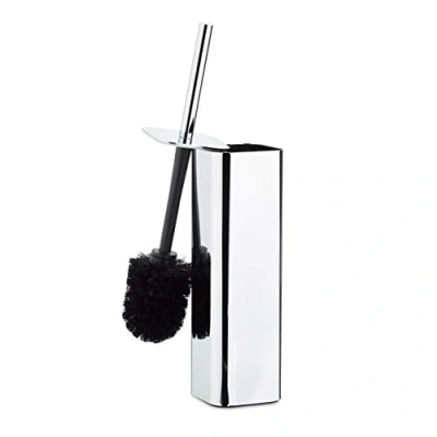 Image of Relaxdays WC Toilet Brush Holder, Holder with Exchangeable Head, HWD: 38.5x8x8 cm, Silver/Black