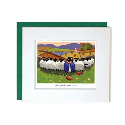 Image of &quot;The Grad ewe ate&quot; Mounted Greeting Card by Thomas Joseph Graduation Sheep Range