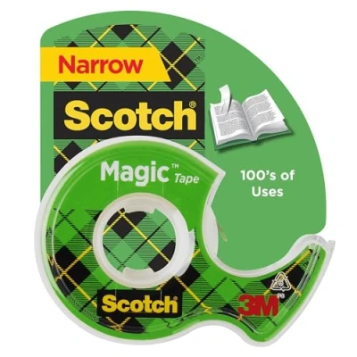 Image of Scotch Magic Tape with Dispenser, Narrow Width, Engineered for Office and Home Use, Matte Finish, 1/2 x 800 Inches (119)