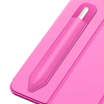 Image of MoKo Pencil Holder Sticker Fit Apple Pro, (USB C), 1st/2nd Generation, Elastic Pocket Pouch Adhesive Sleeve Attached to iPad Case for Stylus Pens, Persian Pink