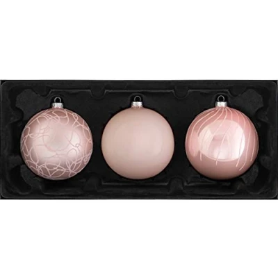 Image of WeRChristmas Glass Christmas Tree Traditional Baubles, Baby Pink, 11 cm