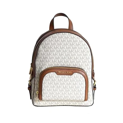 Image of Michael Kors Jaycee Travel Bag Rucksack Size NS White/Brown, vanilla