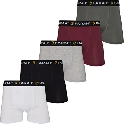 Image of Farah Mens Boxers Shorts (5 Pack) Multipacked Underwear Gift Set, Trunk(XXL,GAVEER)