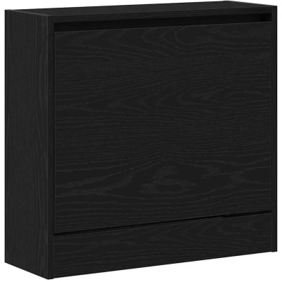 Image of vidaXL Shoe Cabinet Black Oak 60 x 21 57 cm Made of Wood Material