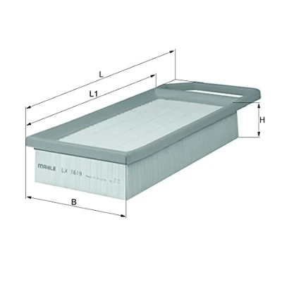 Image of 76693584 Air Filter MAHLE ORIGINAL LX 1619 58,0mm 153mm 350,0, 283,0mm Insert CITROËN: C5 3, III Estate, C6 Saloon, PEUGEOT: 407 Saloon
