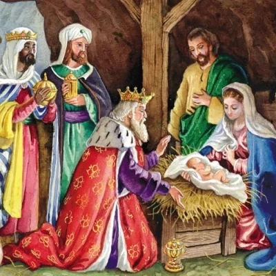 Image of GBCC Charity Christmas Cards Pack of 6 with a Religious Nativity Scene Eco Friendly Xmas Multipack Envelopes