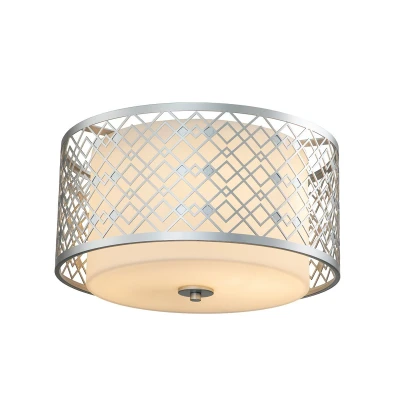 Image of Ziggy 2 Light Cylindrical Pendant Ceiling Light, Lacquered Silver