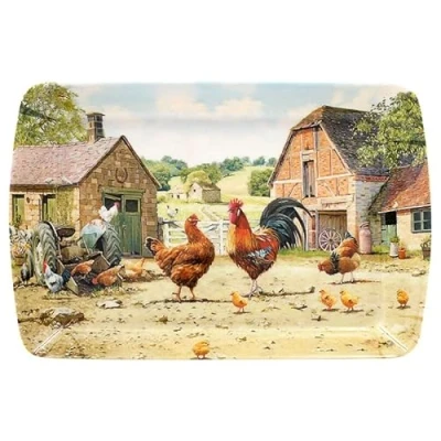 Image of Lesser &amp; Pavey British Designed Serving Tray Dinner For Multiple Uses Around The Home Trays Food Or Drinks Cockerel Hen Small Macneil Studios