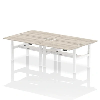 Image of Air B2B 1400x800mm Height Adjustable 4P Bench Desk CP Grey Oak/White