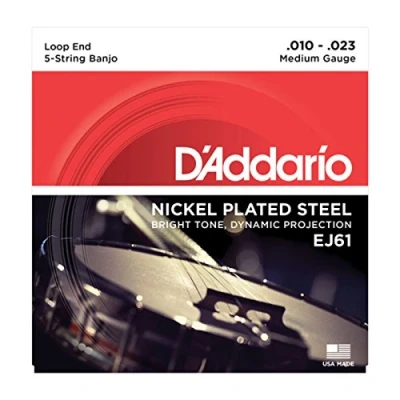 Image of D&#039;Addario J61 Nickel Plated Steel Medium (.010 .023) 5 String Banjo Strings