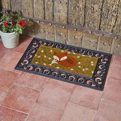 Image of HomeZone Various Designs Decoir Novelty Doormat Door Mat Natural Look Slip Resistant PVC Backing Safe Anti Indoor Outdoor Use Colourful Hard Wearing (Fox Hollow)