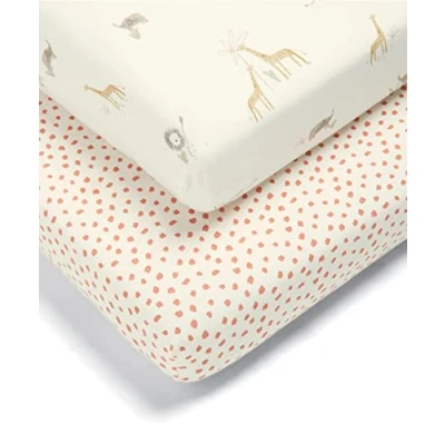 Image of Mamas &amp; Papas 2 Pack Cot/Bed Fitted Sheets, Jungle